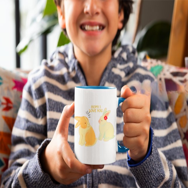 Cute Bunny Couple Love Quote - "Honey I Love You"  Coffee Mug (Creator Uploaded)