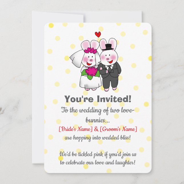 Cute Bunny Couple Wedding invite (Front)