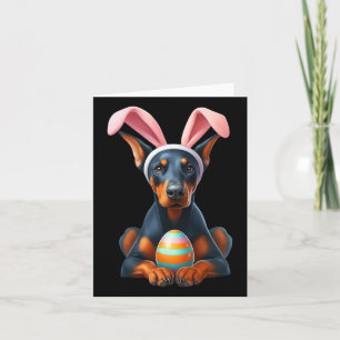 Cute Bunny Doberman Pinscher Dog Easter Hug Eggs E Card