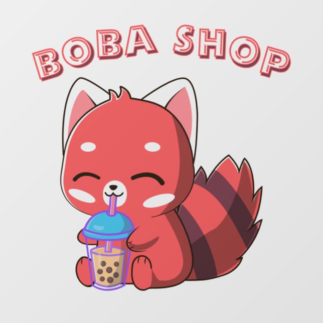  Cute Bunny drinking bubble tea, boba tea Window Cling (Sheet)