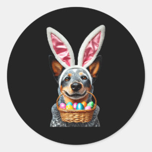 Cute bunny ear australian cattle dog easter eggsCu Classic Round Sticker