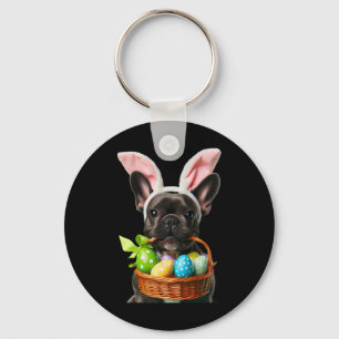 Cute Bunny Ear French Bulldog Dog Easter Eggs Bysk Key Ring