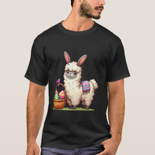 Cute Bunny Ear Llama Easter Egg Hunt Owner Kids Gi T-Shirt