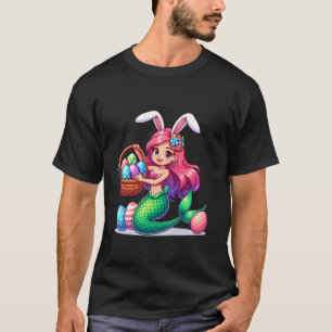 Cute Bunny Ear Mermaid Easter Egg Hunt Kids Girls T-Shirt