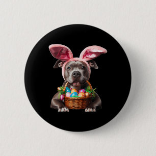 Cute Bunny Ear Pit Bull Dog Easter Eggs Owner Love 6 Cm Round Badge