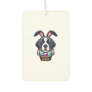 Cute Bunny Ear Saint Bernard Dog Easter Egg Owner Car Air Freshener