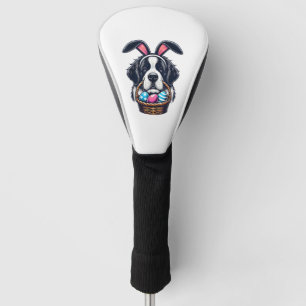 Cute Bunny Ear Saint Bernard Dog Easter Egg Owner  Golf Head Cover