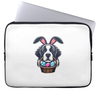 Cute Bunny Ear Saint Bernard Dog Easter Egg Owner  Laptop Sleeve