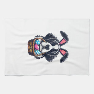 Cute Bunny Ear Saint Bernard Dog Easter Egg Owner  Tea Towel