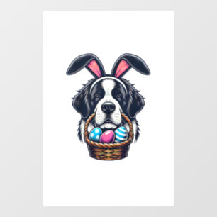 Cute Bunny Ear Saint Bernard Dog Easter Egg Owner  Window Cling