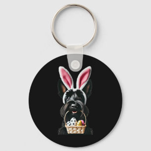 Cute Bunny Ear Scottish Terrier Dog Easter Eggs Ow Key Ring
