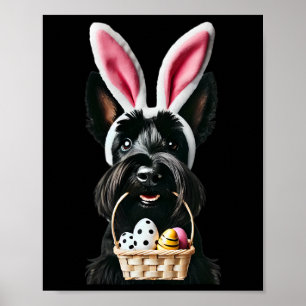 Cute Bunny Ear Scottish Terrier Dog Easter Eggs Ow Poster