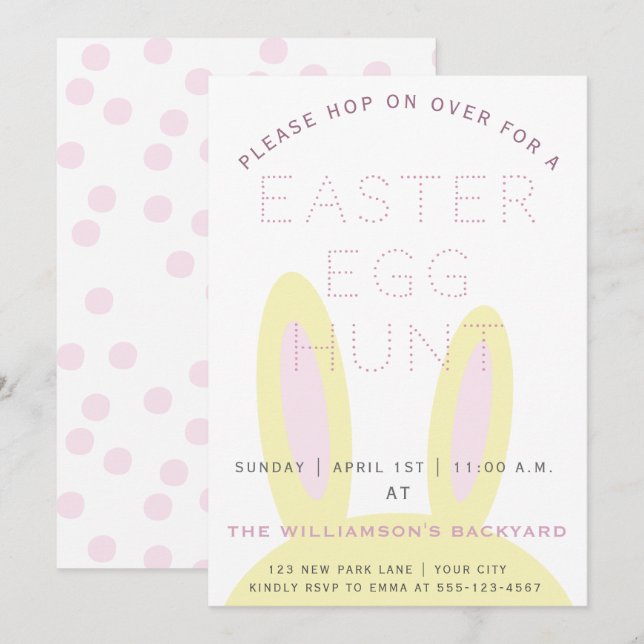 Cute Bunny Ears | Easter Egg Hunt Invitation (Front/Back)