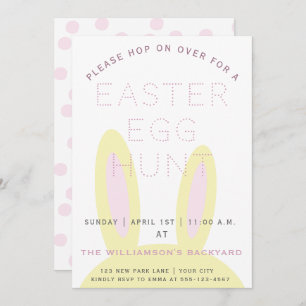 Cute Bunny Ears   Easter Egg Hunt Invitation