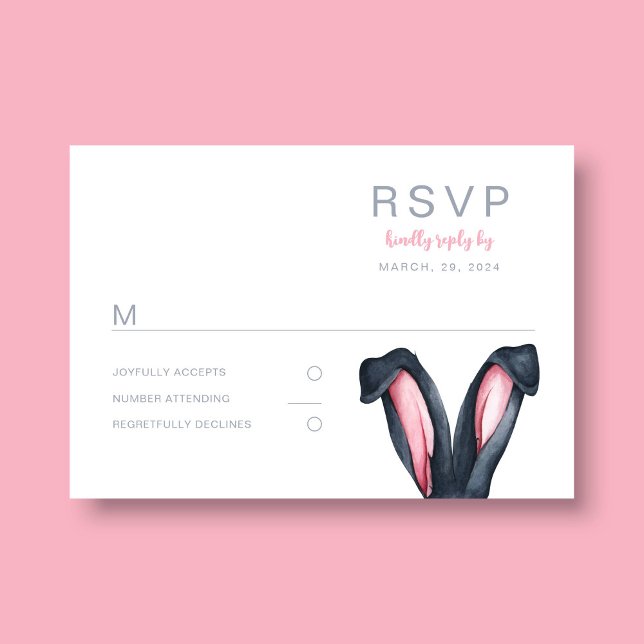 Cute Bunny Ears Easter Party RSVP Card (Cute Bunny Ears Easter Party RSVP Card)