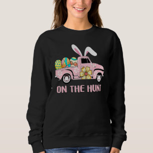Cute Bunny Ears Egg Hunting Truck Girls Kids Happy Sweatshirt