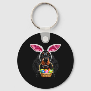 Cute Bunny Ears Gordon Setter Dog Easter Egg Hunt Key Ring