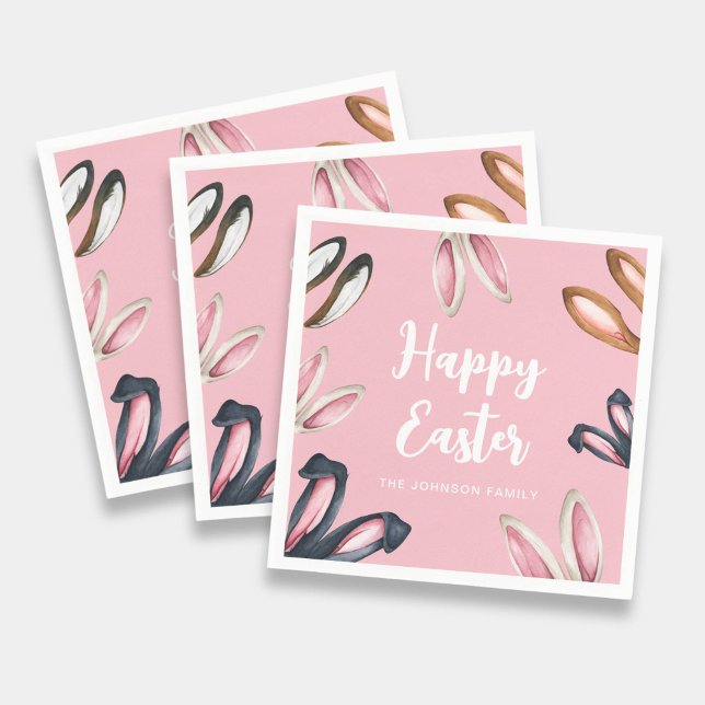 Cute Bunny Ears Happy Easter Napkin (Cute Bunny Ears Happy Easter Napkins)