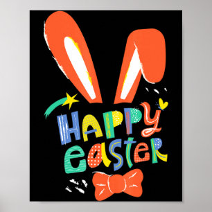 Cute bunny ears happy easter necktie headband east poster