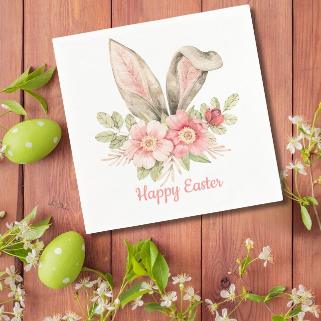 Cute Bunny Ears Happy Easter Paper Napkin (Cute Bunny Ears Happy Easter Paper Napkin
)