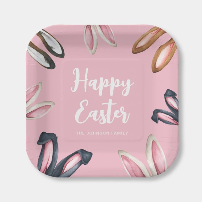 Cute Bunny Ears Happy Easter Paper Plate (Cute Bunny Ears Happy Easter Paper Plates)