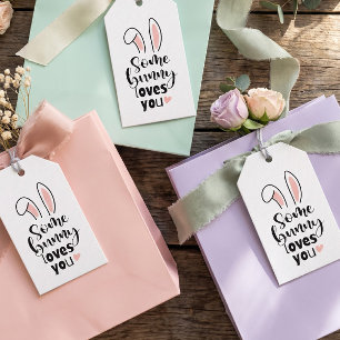Cute Bunny Ears Some Bunny Loves You Easter Gift Tags