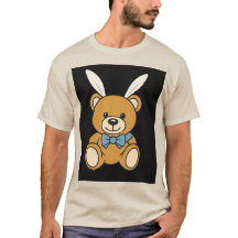 Cute Bunny Ears Teddy Bear Cartoon T-Shirt