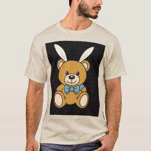 Cute Bunny Ears Teddy Bear Cartoon T-Shirt
