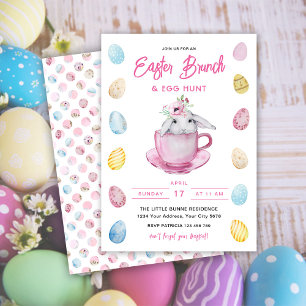 Cute Bunny Easter Brunch & Egg Hunt Invitation