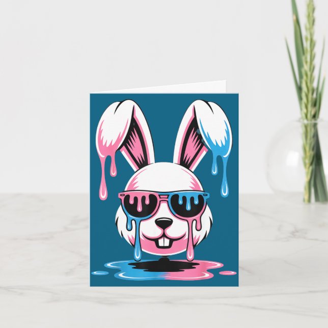Cute bunny easter day funny rabbit ice cream drip card (Front)