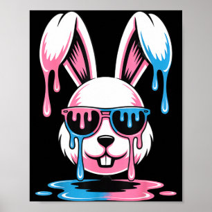 Cute bunny easter day funny rabbit ice cream drip poster