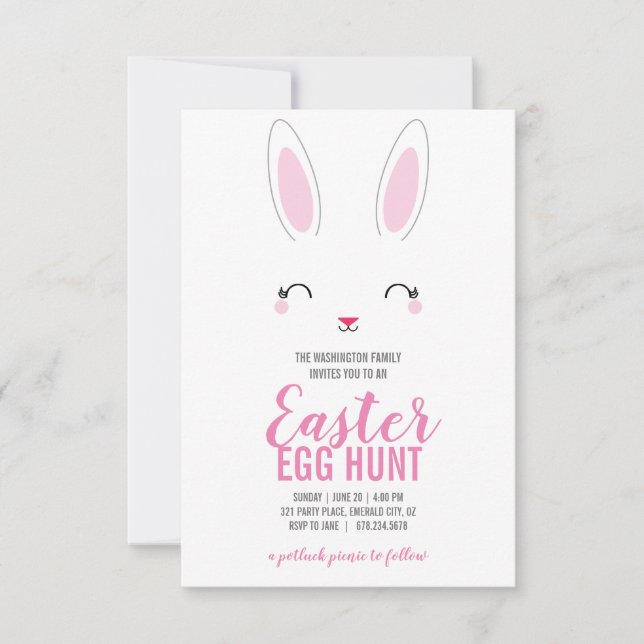 cute bunny EASTER EGG HUNT brunch picnic Invitation (Front)
