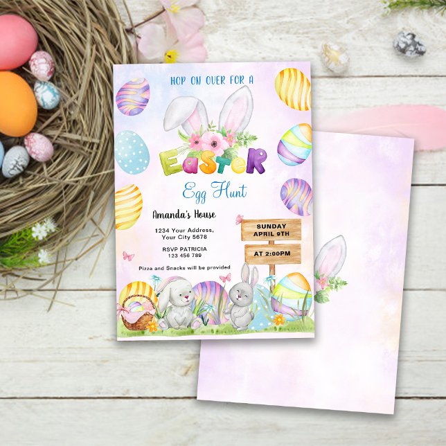 Cute Bunny Easter Egg Hunt Invitation (Creator Uploaded)