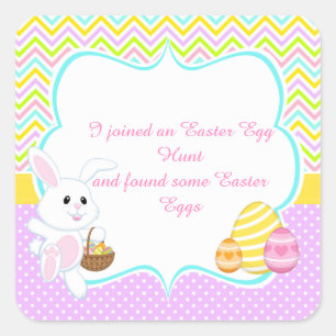 Cute Bunny Easter Egg Hunt Square Sticker