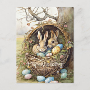 Cute Bunny Easter Eggs  Holiday Postcard