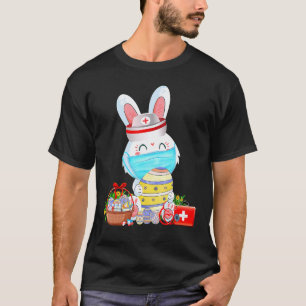 Cute Bunny Easter Face Mask Nurse Stethoscope East T-Shirt