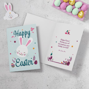 Cute bunny Easter greeting card. Holiday Card