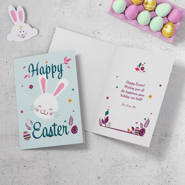 Cute bunny Easter greeting card. Holiday Card (Creator Uploaded)