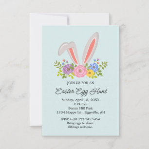 Cute Bunny Easter Invitation Egg Hunt