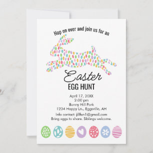 Cute bunny Easter Invitation Egg Hunt Brunch