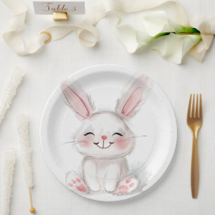 Cute bunny Easter paper plates