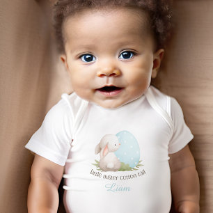 Cute Bunny Easter Personalised Name Cotton Tail Baby Bodysuit