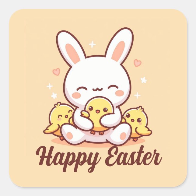 Cute Bunny Easter Stickers! Happy Easter Stickers (Front)