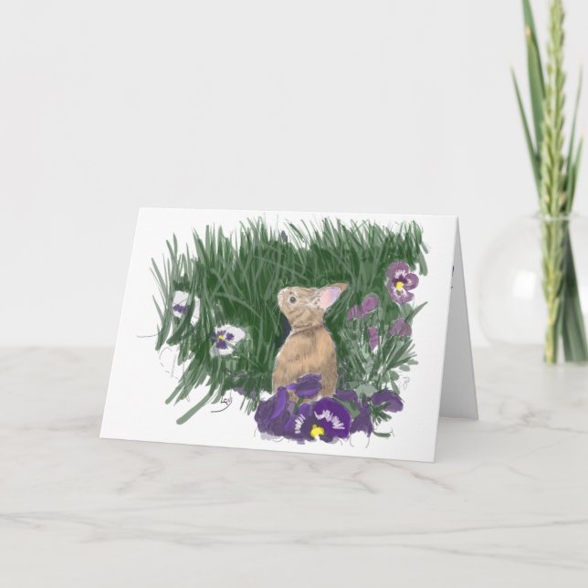 Cute Bunny Easter Wishes Holiday Greeting Card (Front)