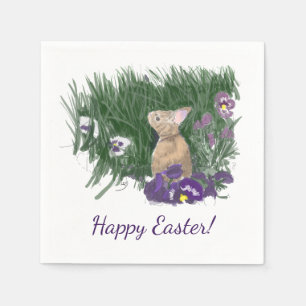 Cute Bunny Easter Wishes Holiday Greetings Napkin