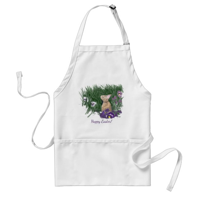 Cute Bunny Easter Wishes Holiday Greetings Standard Apron (Front)
