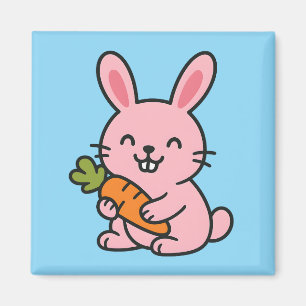 Cute Bunny Eating Carrot – Adorable kitchen Magnet