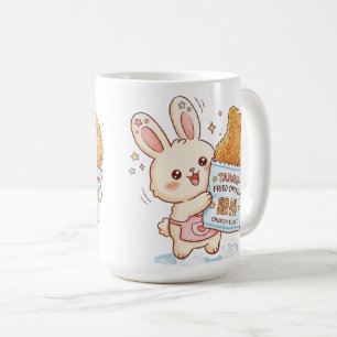 Cute Bunny Eating Taiwanese Fried Chicken Cutlet F Coffee Mug