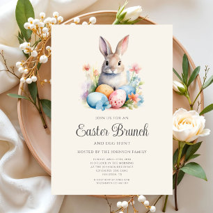 Cute Bunny Egg Hunt And Easter Brunch Invitation