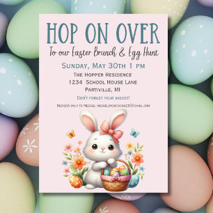 Cute Bunny Egg Hunt and Easter Brunch Invitation